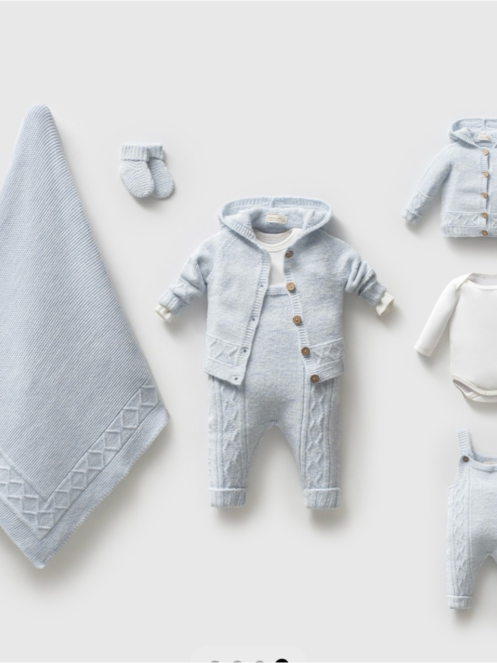 Soft Knit Hooded Baby Romper in Light Blue newborn set